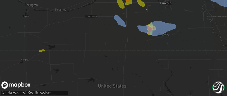 Hail map in Hardy, NE on June 5, 2026