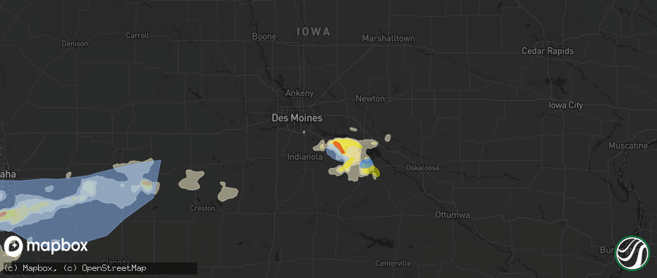 Hail map in Hartford, IA on June 5, 2026