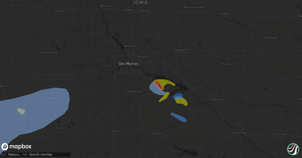 Hail map in Hartford, IA on June 5, 2026