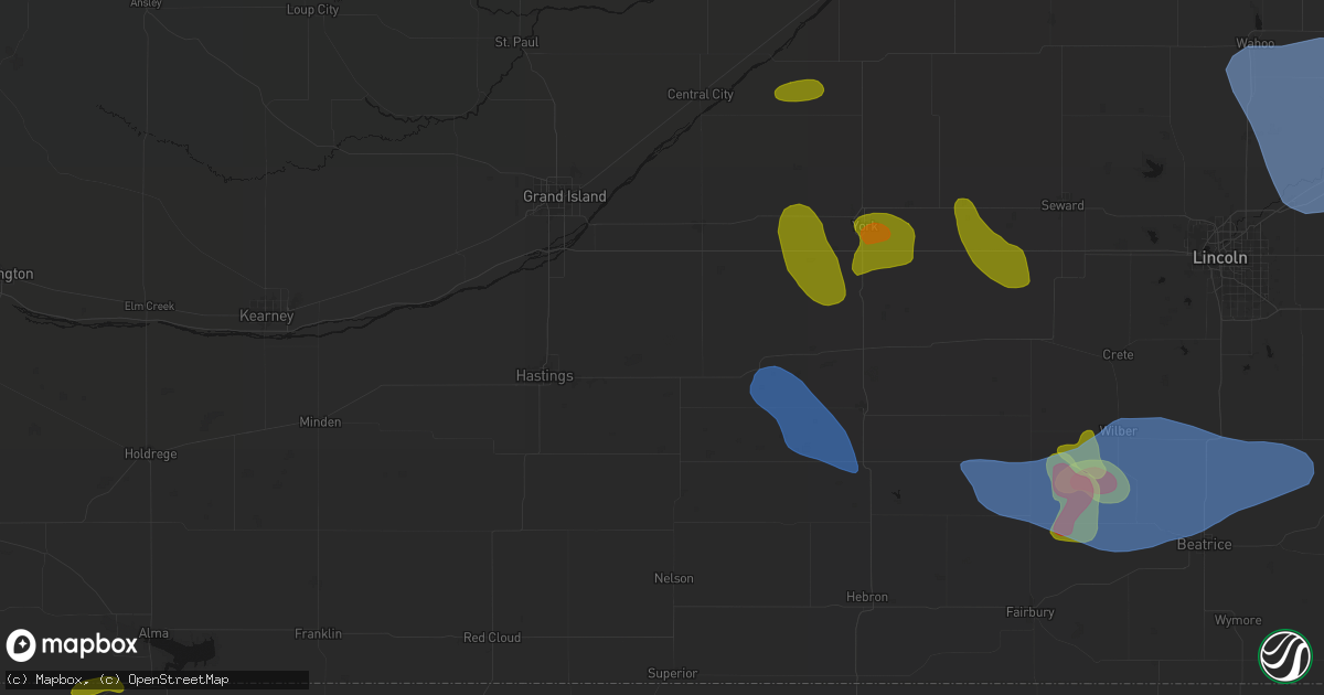 Hail map in Harvard, NE on June 5, 2026
