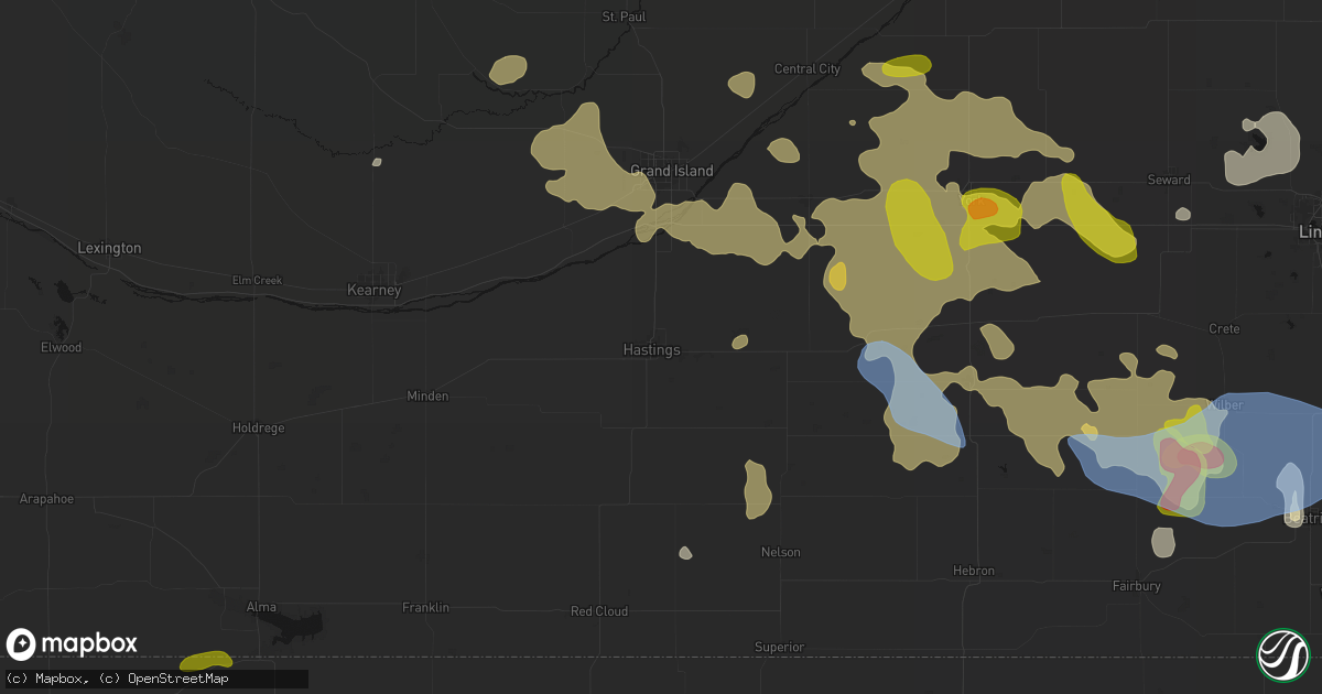 Hail map in Hastings, NE on June 5, 2026