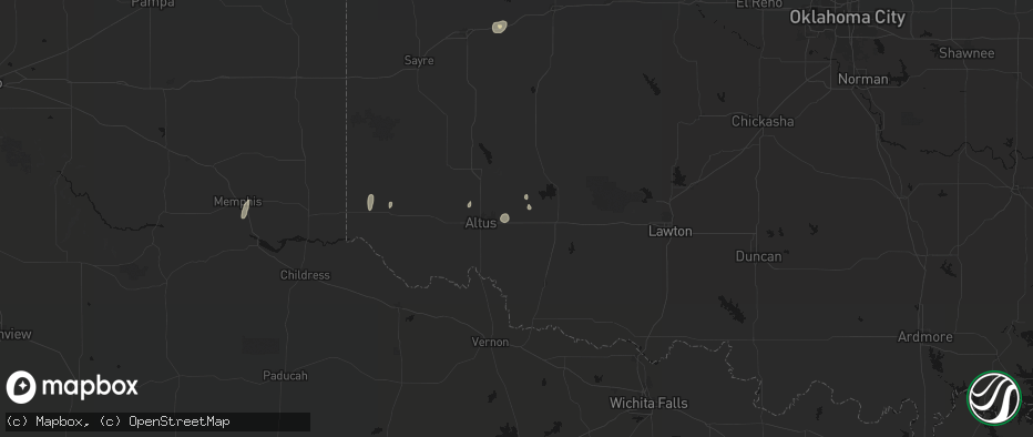 Hail map in Headrick, OK on June 5, 2026