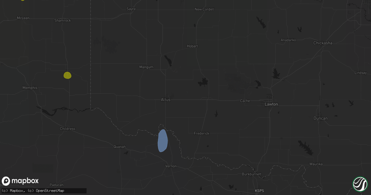 Hail map in Headrick, OK on June 5, 2026