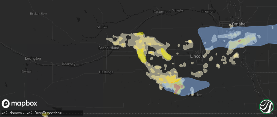 Hail map in Henderson, NE on June 5, 2026