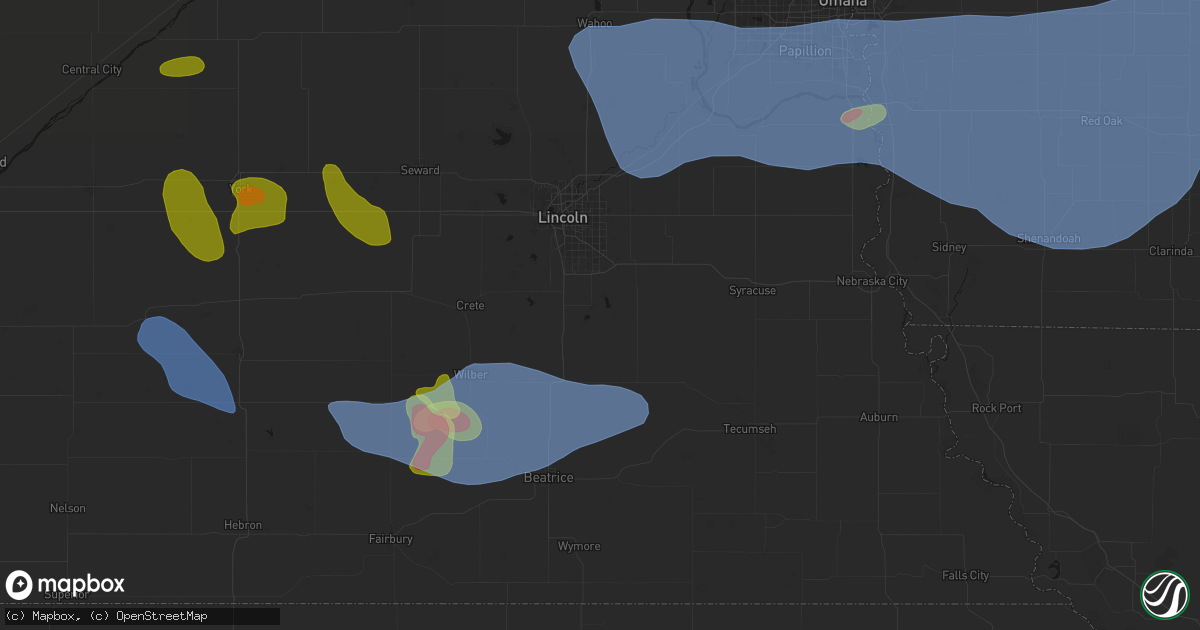 Hail map in Hickman, NE on June 5, 2026