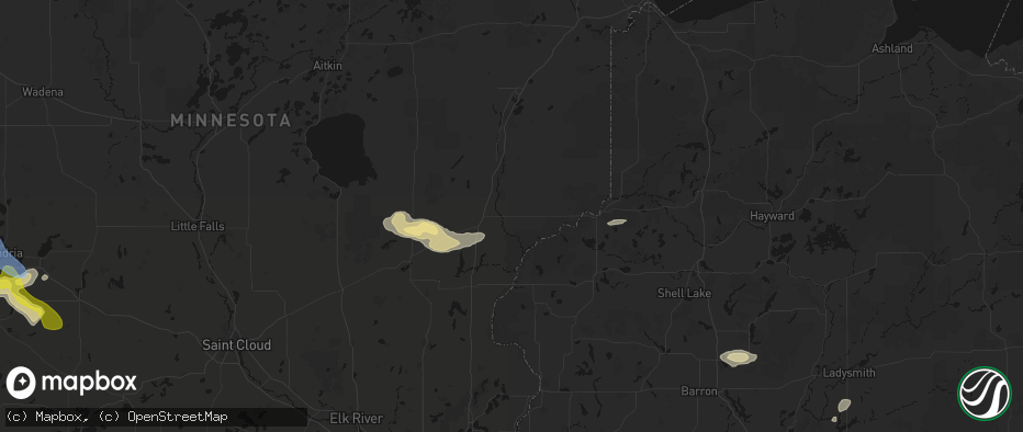 Hail map in Hinckley, MN on June 5, 2026