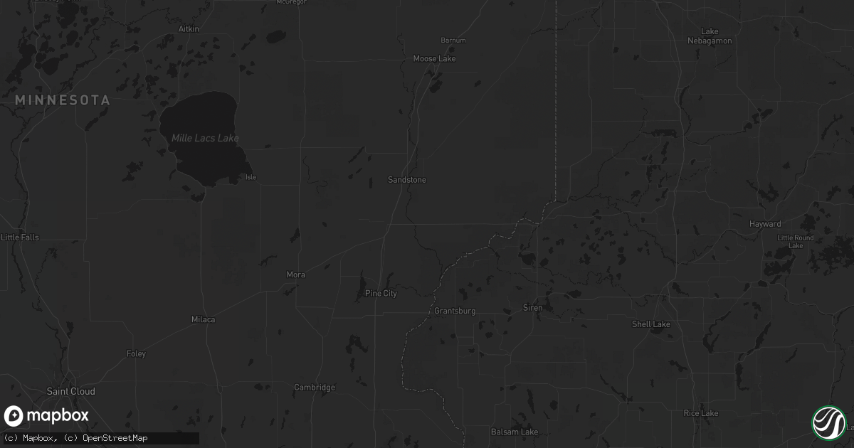 Hail map in Hinckley, MN on June 5, 2026