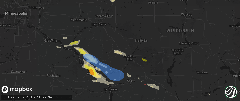 Hail map in Hixton, WI on June 5, 2026