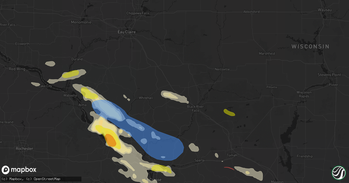 Hail map in Hixton, WI on June 5, 2026