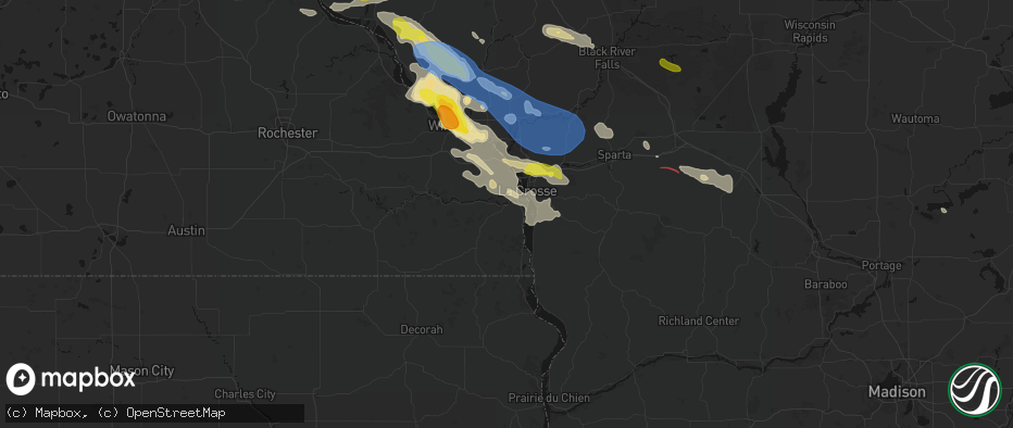 Hail map in Hokah, MN on June 5, 2026