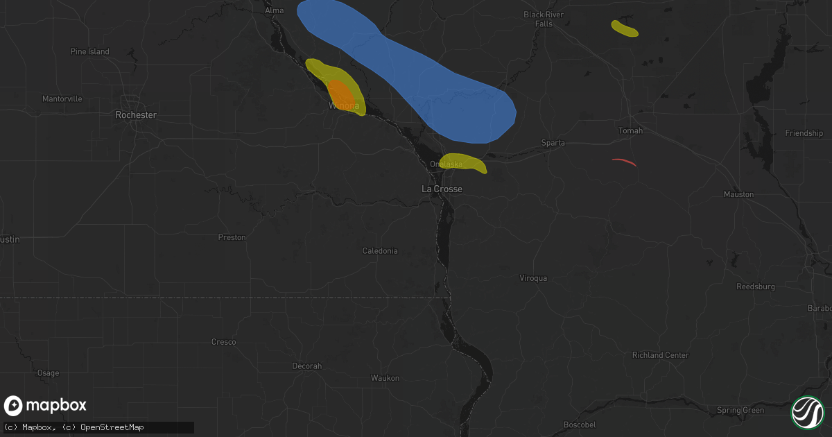 Hail map in Hokah, MN on June 5, 2026