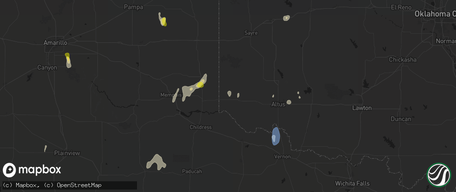 Hail map in Hollis, OK on June 5, 2026