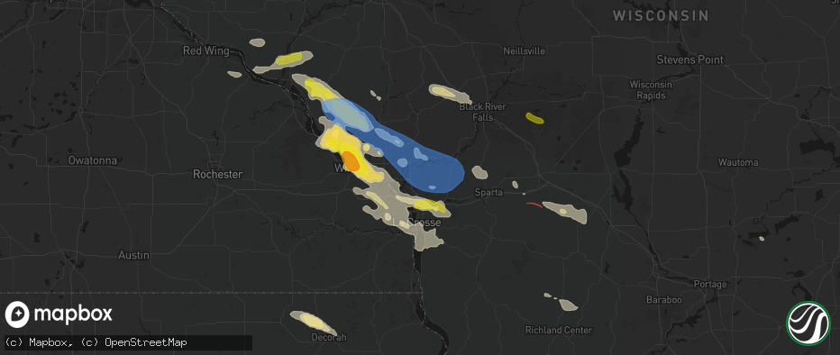 Hail map in Holmen, WI on June 5, 2026