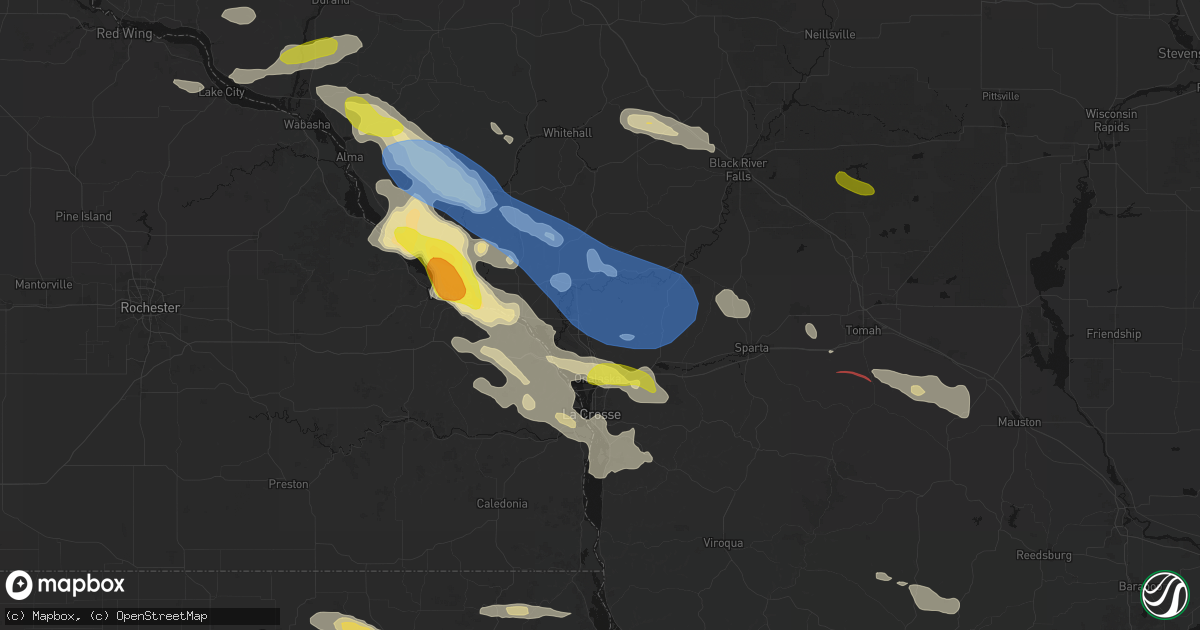 Hail map in Holmen, WI on June 5, 2026