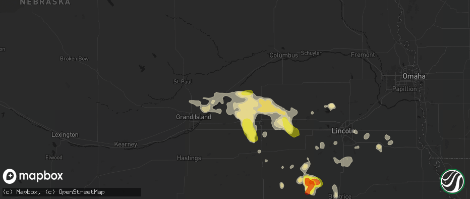 Hail map in Hordville, NE on June 5, 2026