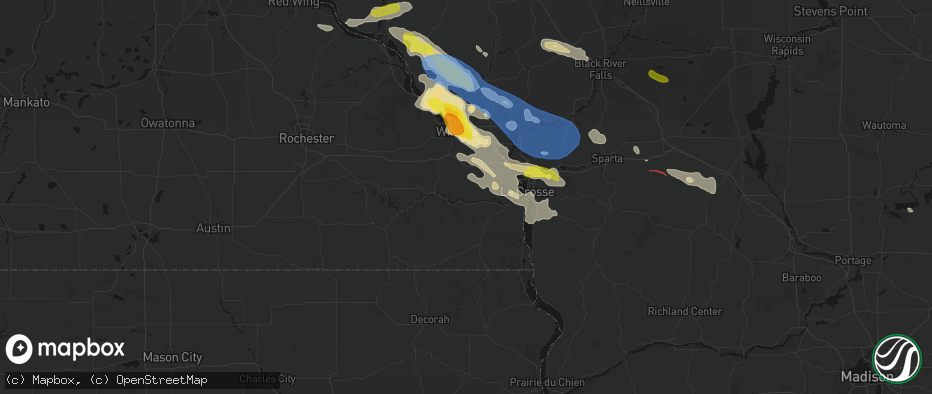 Hail map in Houston, MN on June 5, 2026