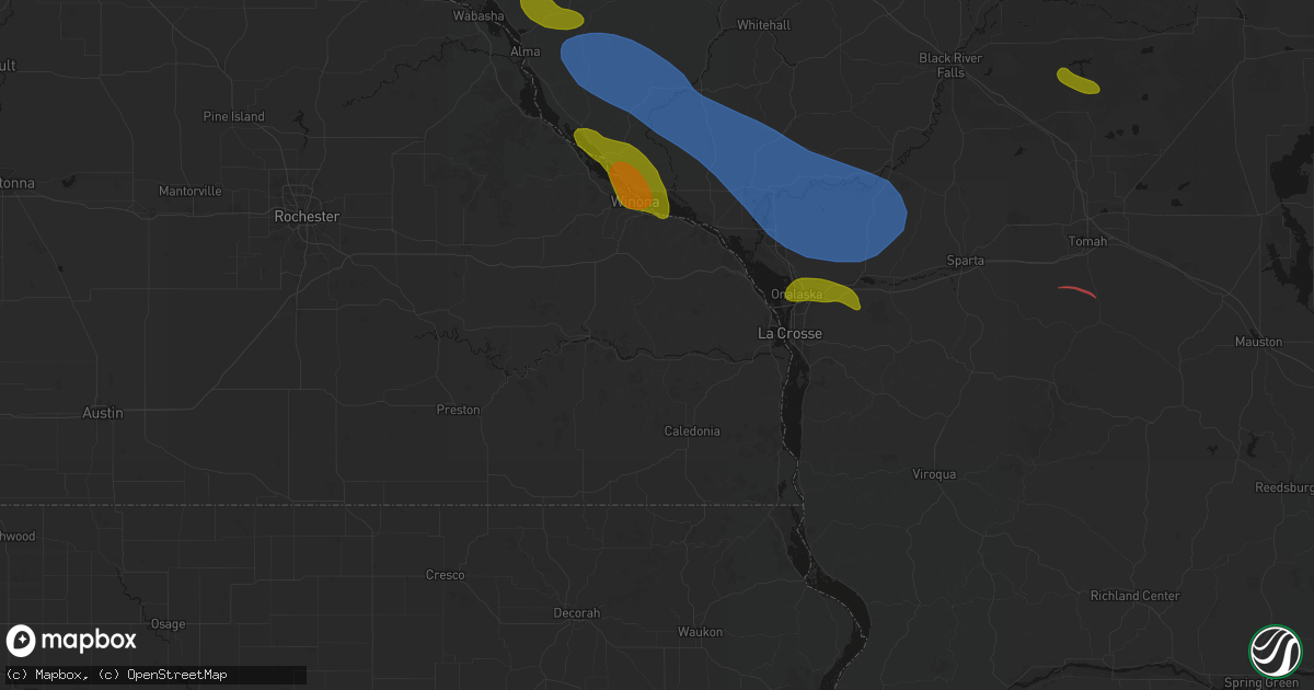 Hail map in Houston, MN on June 5, 2026
