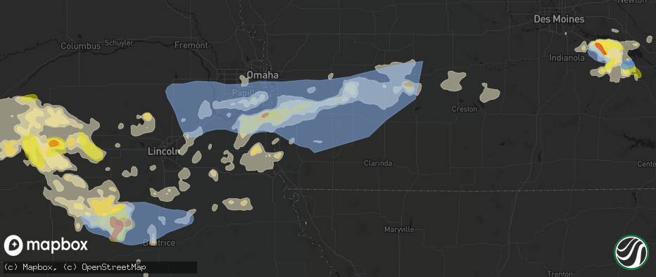 Hail map in Imogene, IA on June 5, 2026