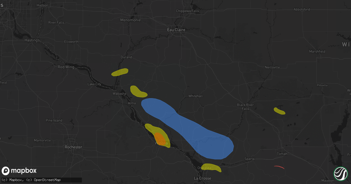 Hail map in Independence, WI on June 5, 2026