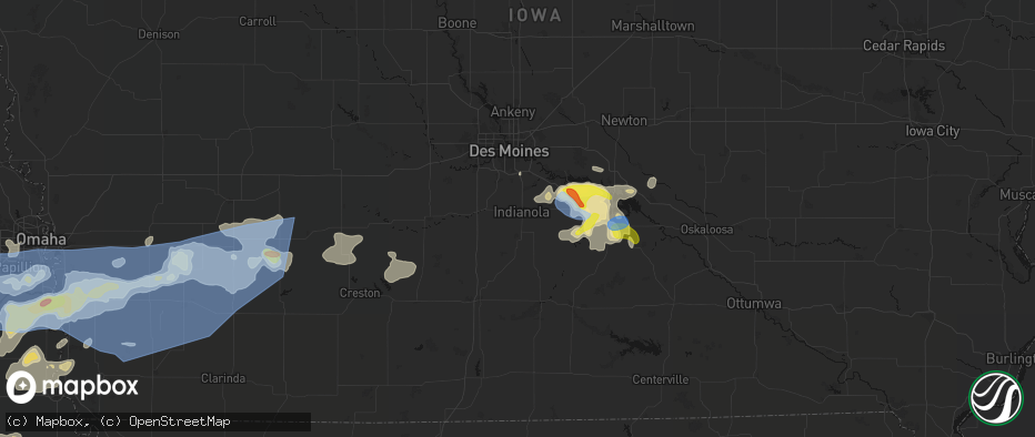 Hail map in Indianola, IA on June 5, 2026