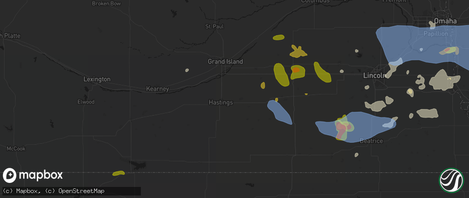 Hail map in Inland, NE on June 5, 2026