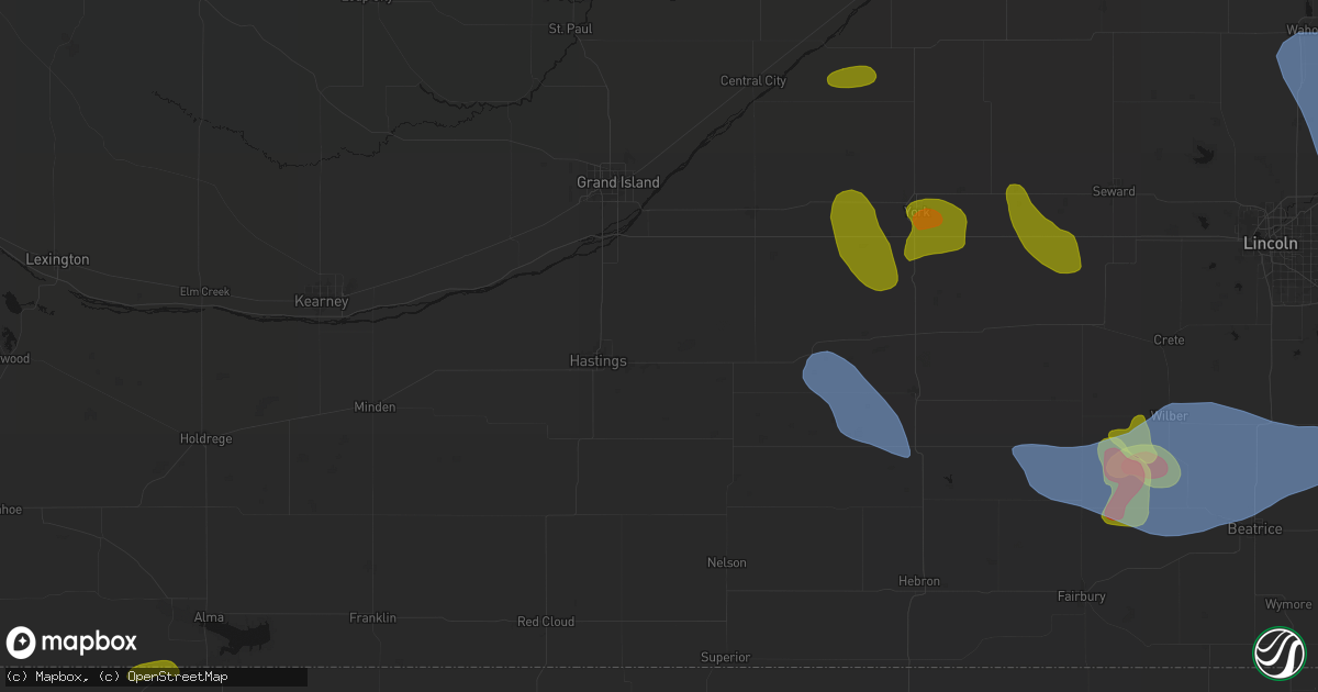 Hail map in Inland, NE on June 5, 2026