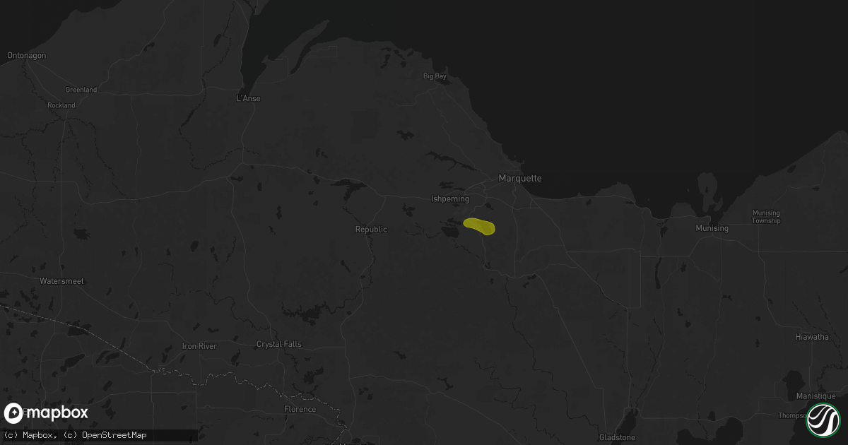 Hail map in Ishpeming, MI on June 5, 2026