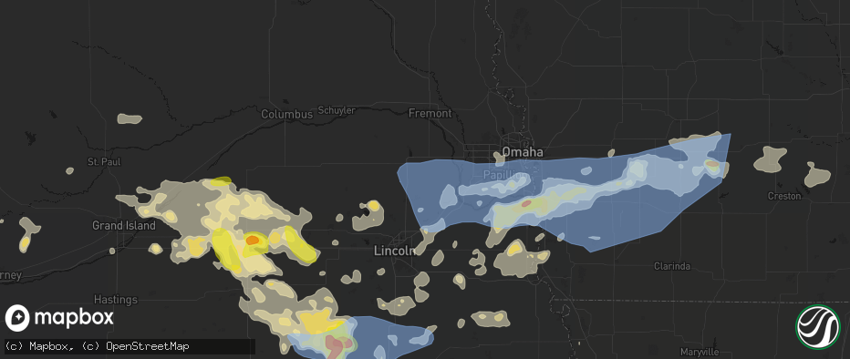 Hail map in Ithaca, NE on June 5, 2026