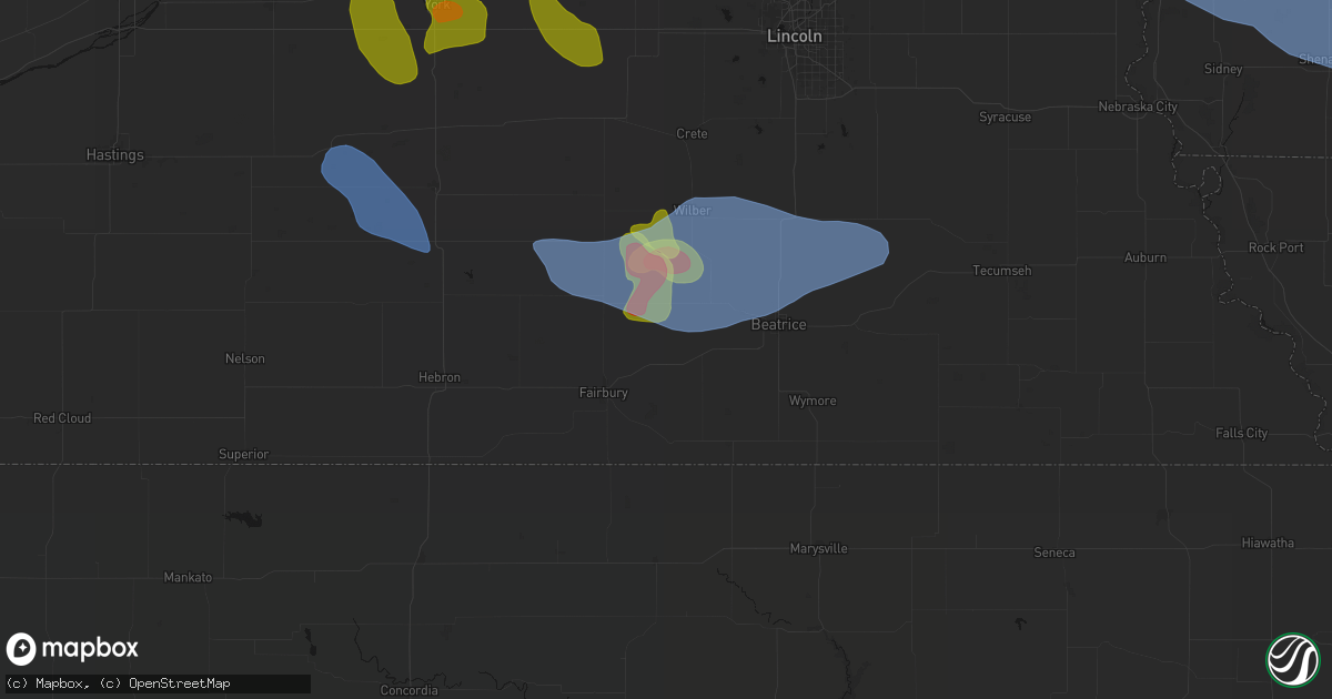 Hail map in Jansen, NE on June 5, 2026