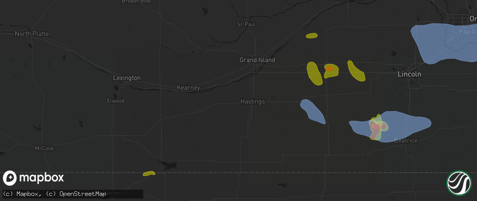 Hail map in Juniata, NE on June 5, 2026