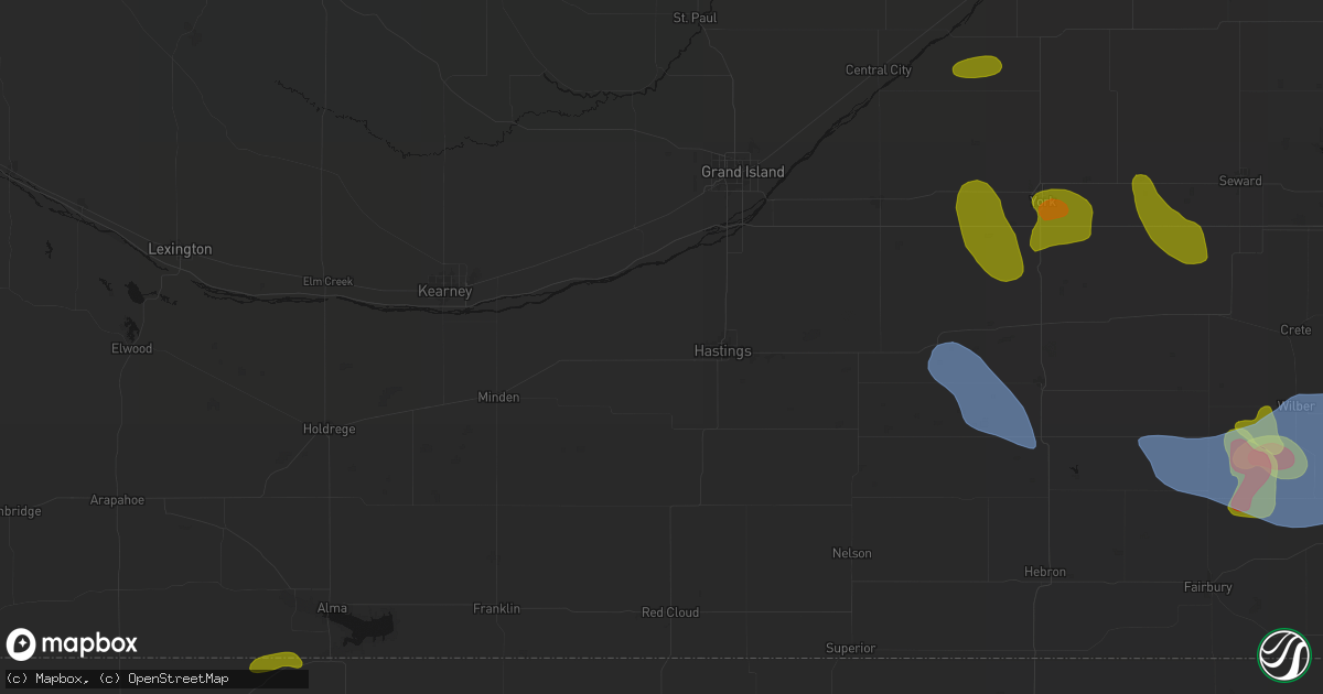 Hail map in Juniata, NE on June 5, 2026