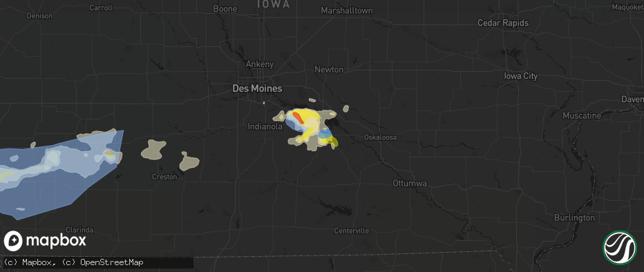 Hail map in Knoxville, IA on June 5, 2026