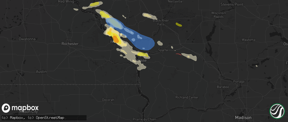 Hail map in La Crosse, WI on June 5, 2026