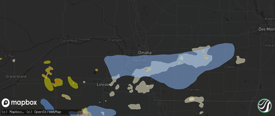 Hail map in La Vista, NE on June 5, 2026