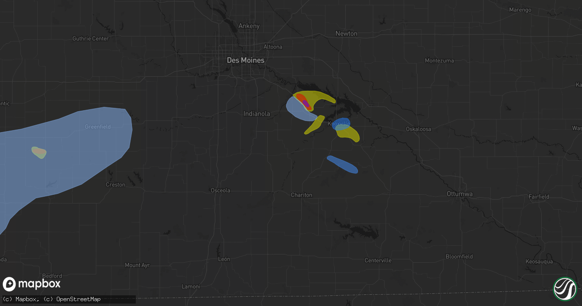 Hail map in Lacona, IA on June 5, 2026