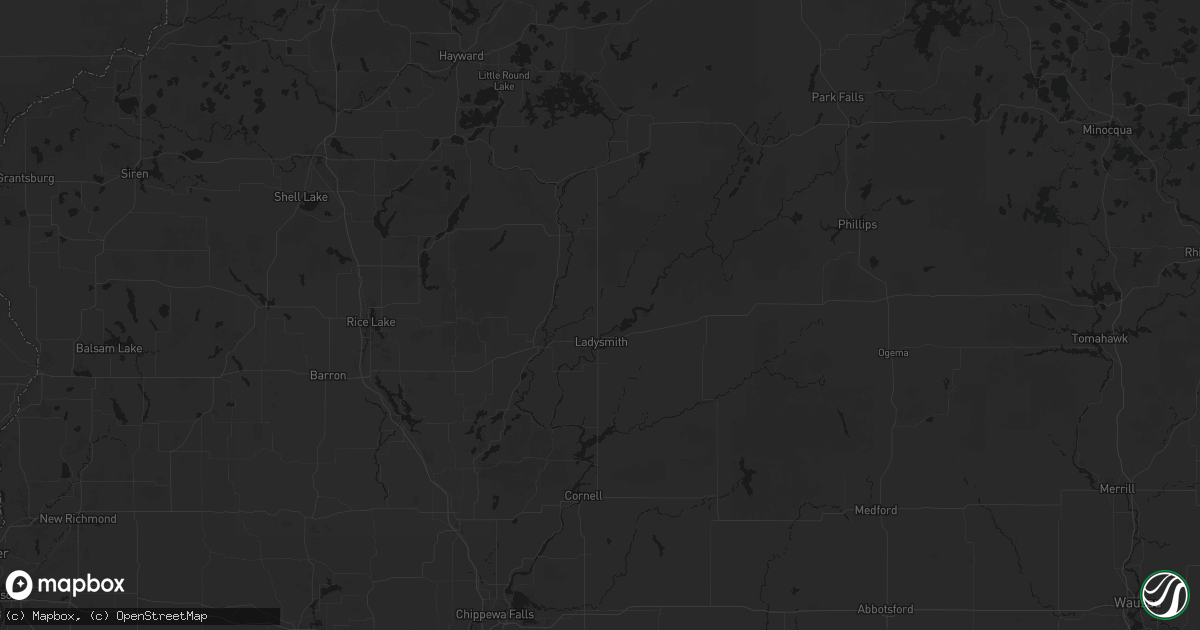 Hail map in Ladysmith, WI on June 5, 2026