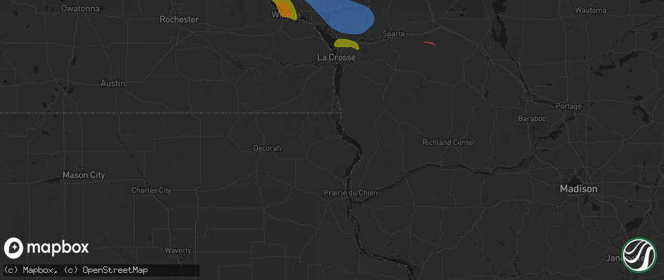Hail map in Lansing, IA on June 5, 2026