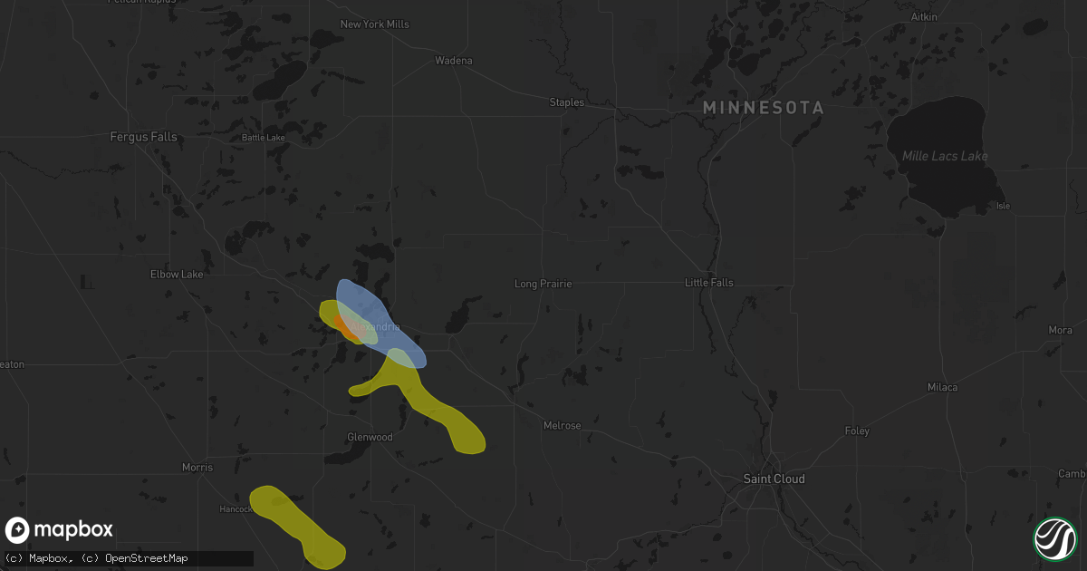 Hail map in Long Prairie, MN on June 5, 2026