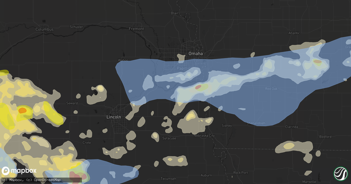 Hail map in Louisville, NE on June 5, 2026