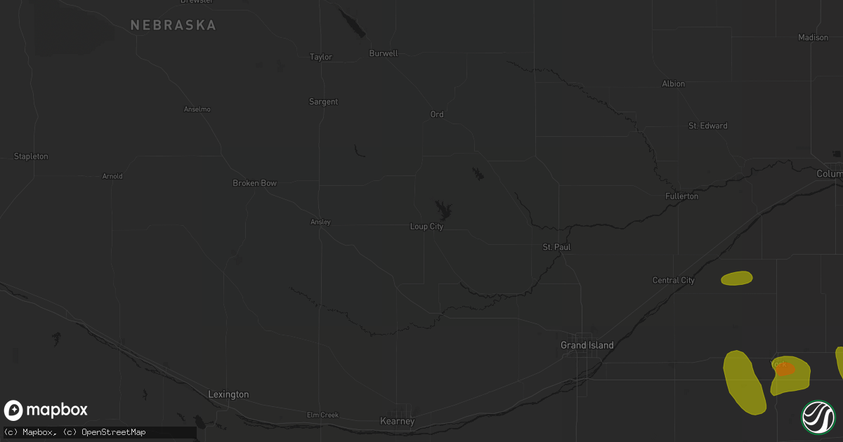 Hail map in Loup City, NE on June 5, 2026