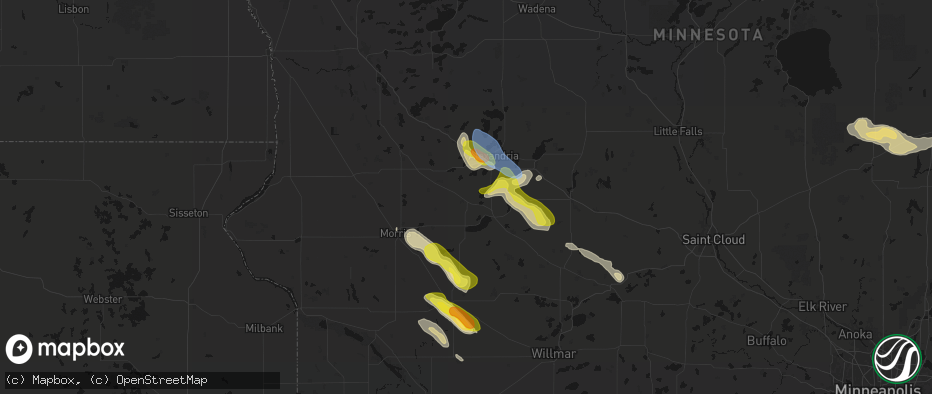 Hail map in Lowry, MN on June 5, 2026