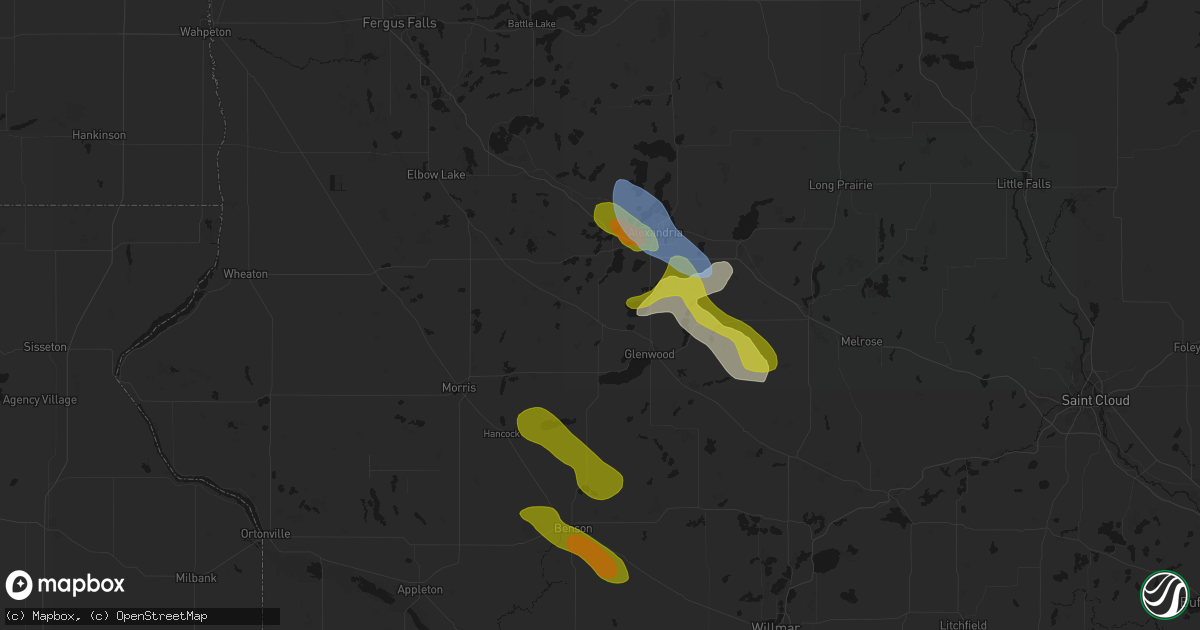 Hail map in Lowry, MN on June 5, 2026
