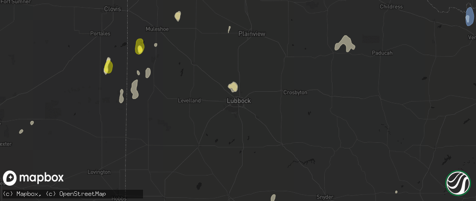 Hail map in Lubbock, TX on June 5, 2026