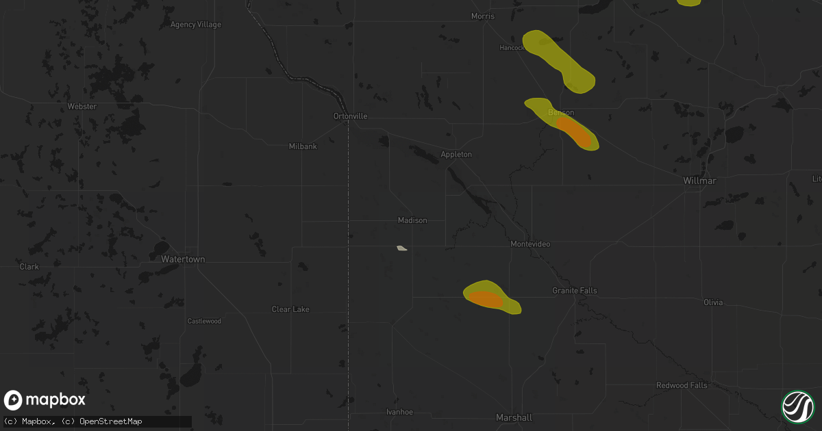Hail map in Madison, MN on June 5, 2026