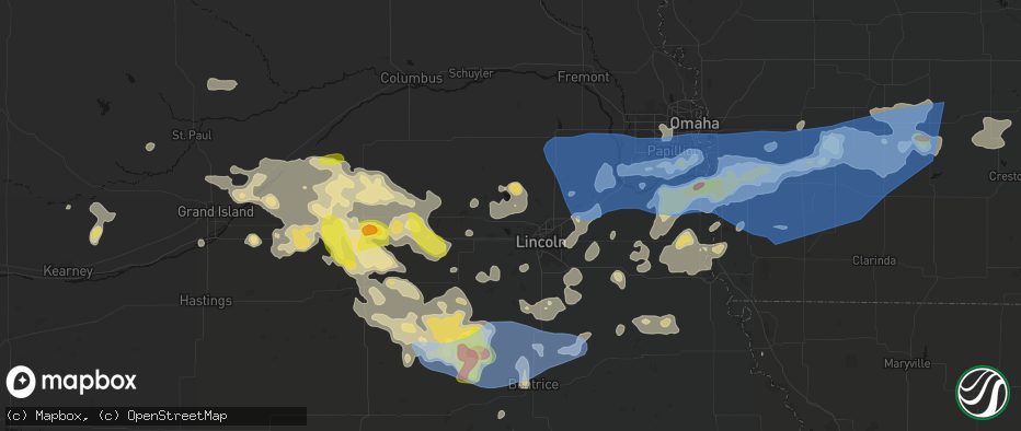 Hail map in Malcolm, NE on June 5, 2026