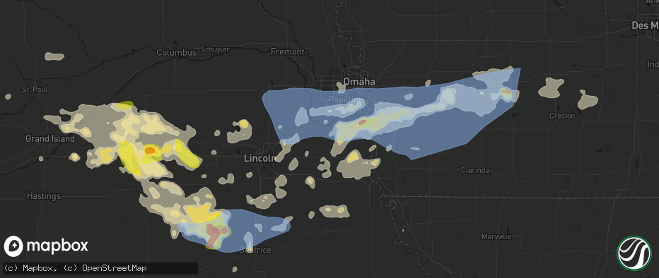Hail map in Manley, NE on June 5, 2026