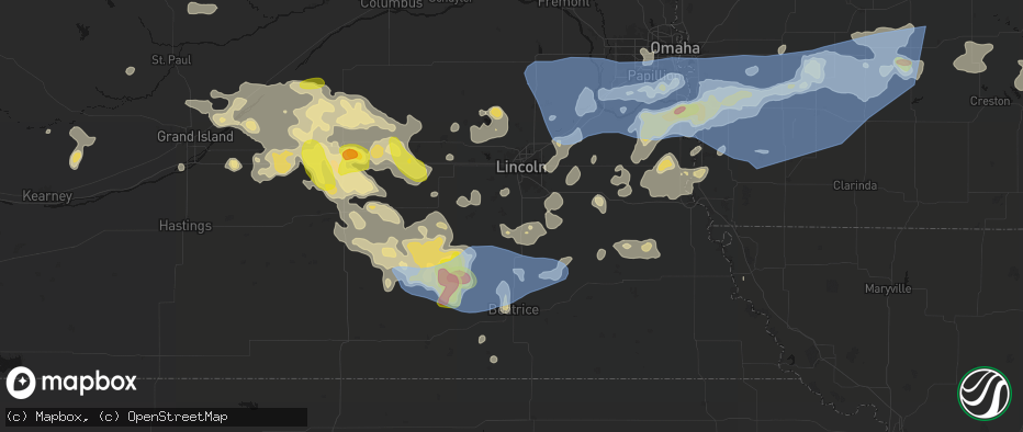 Hail map in Martell, NE on June 5, 2026