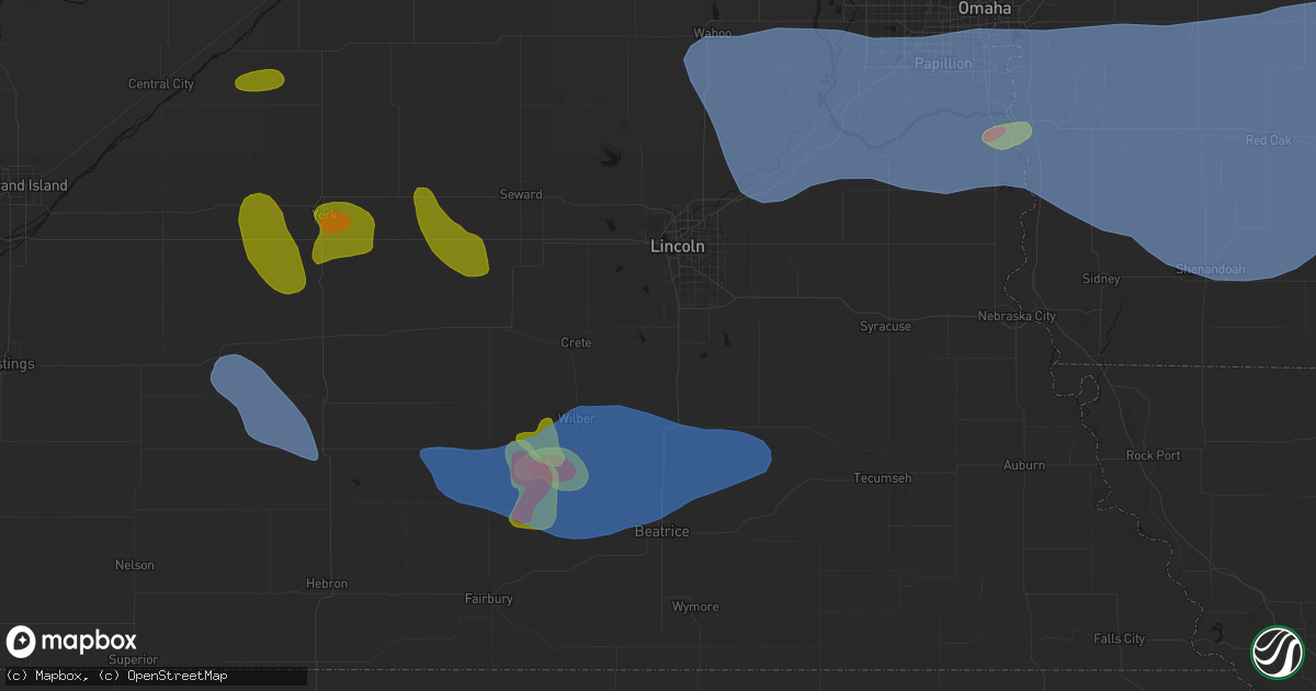 Hail map in Martell, NE on June 5, 2026