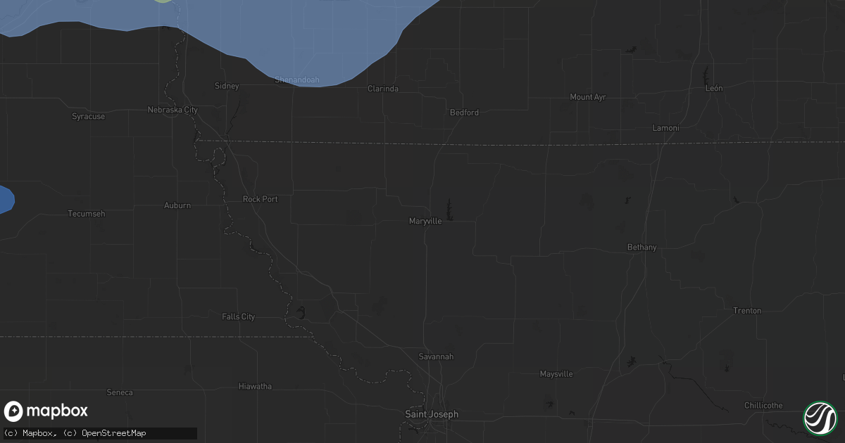 Hail map in Maryville, MO on June 5, 2026