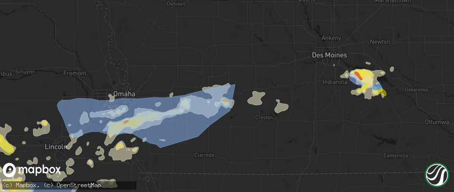 Hail map in Massena, IA on June 5, 2026